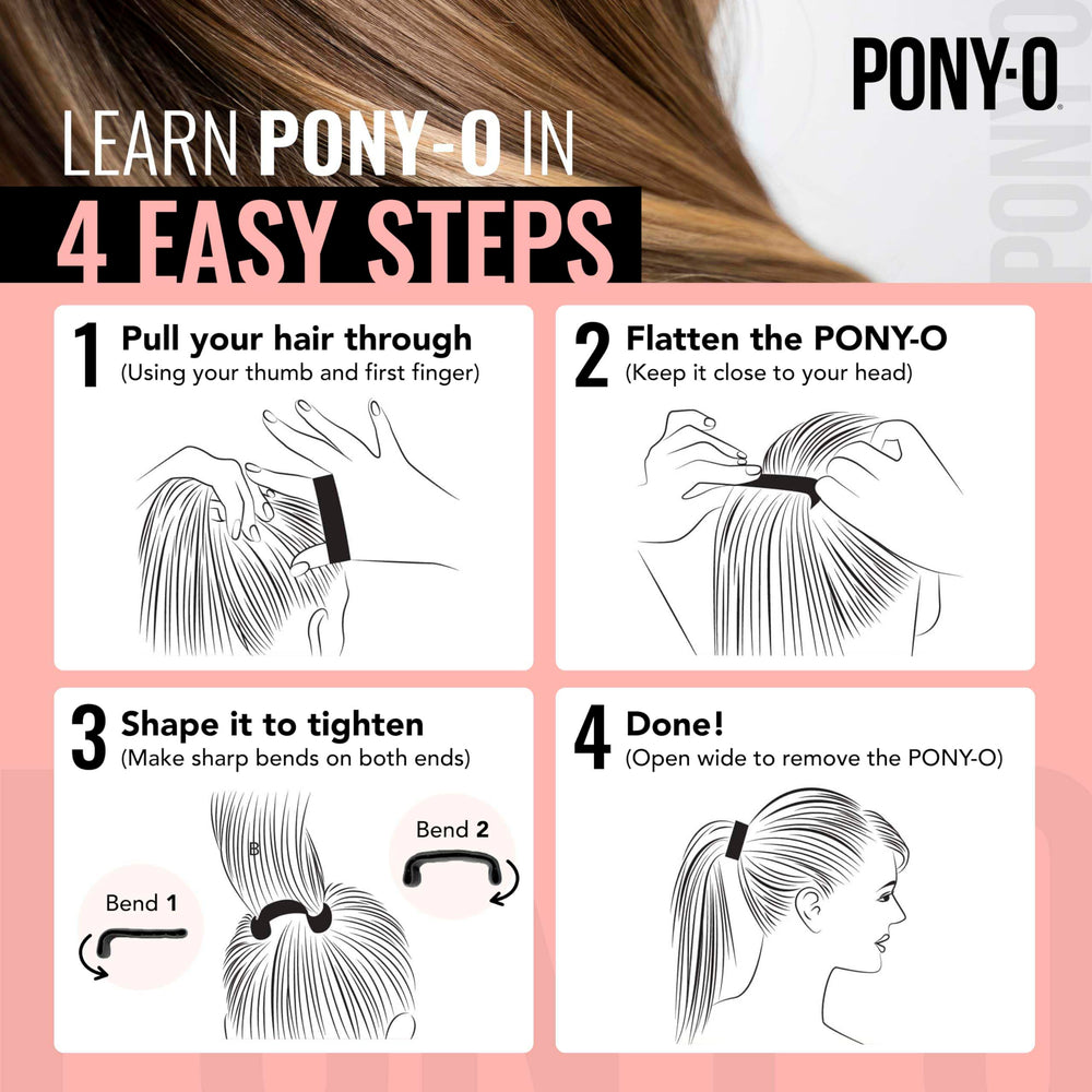 PONY-O secure grip shown during movement for all-day hold.