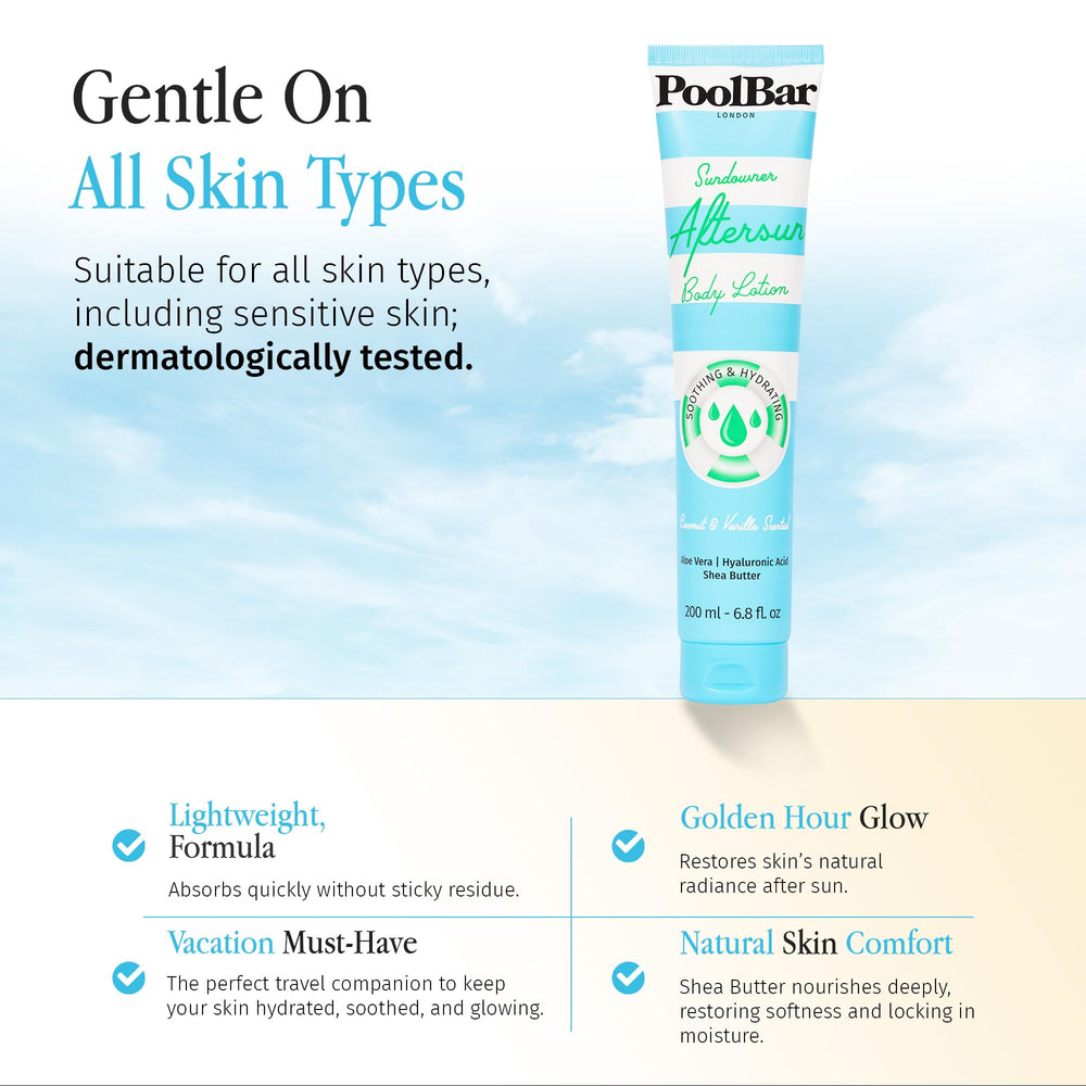 PoolBar Sundowner after-sun application on body for refreshed skin