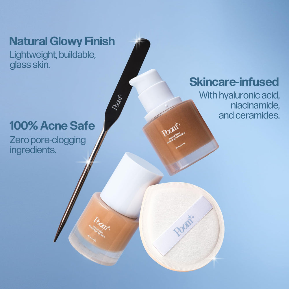 Poom application blend shows even coverage without caking