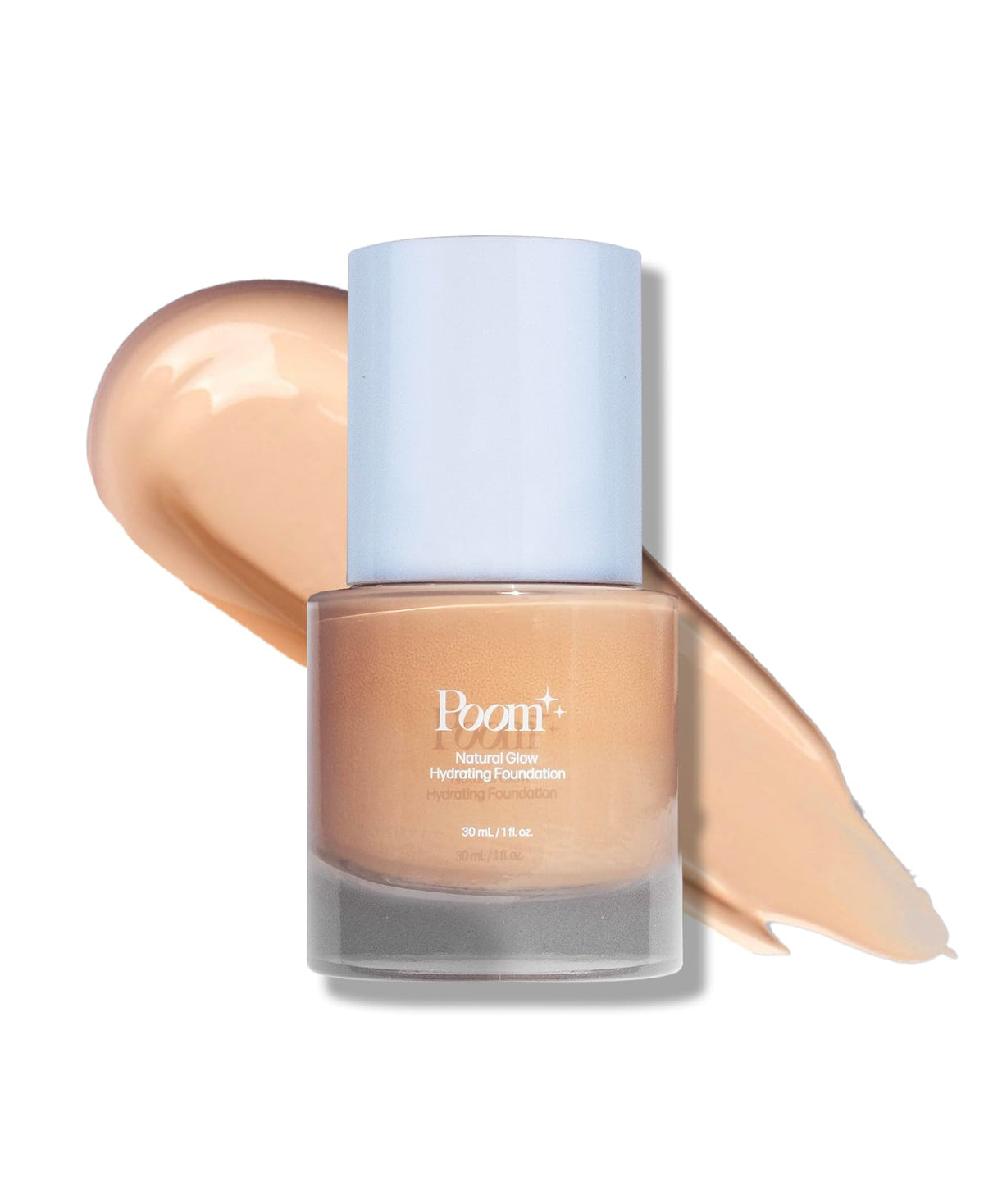 Poom Natural Glow Hydrating Foundation bottle shows sleek packaging for daily radiance