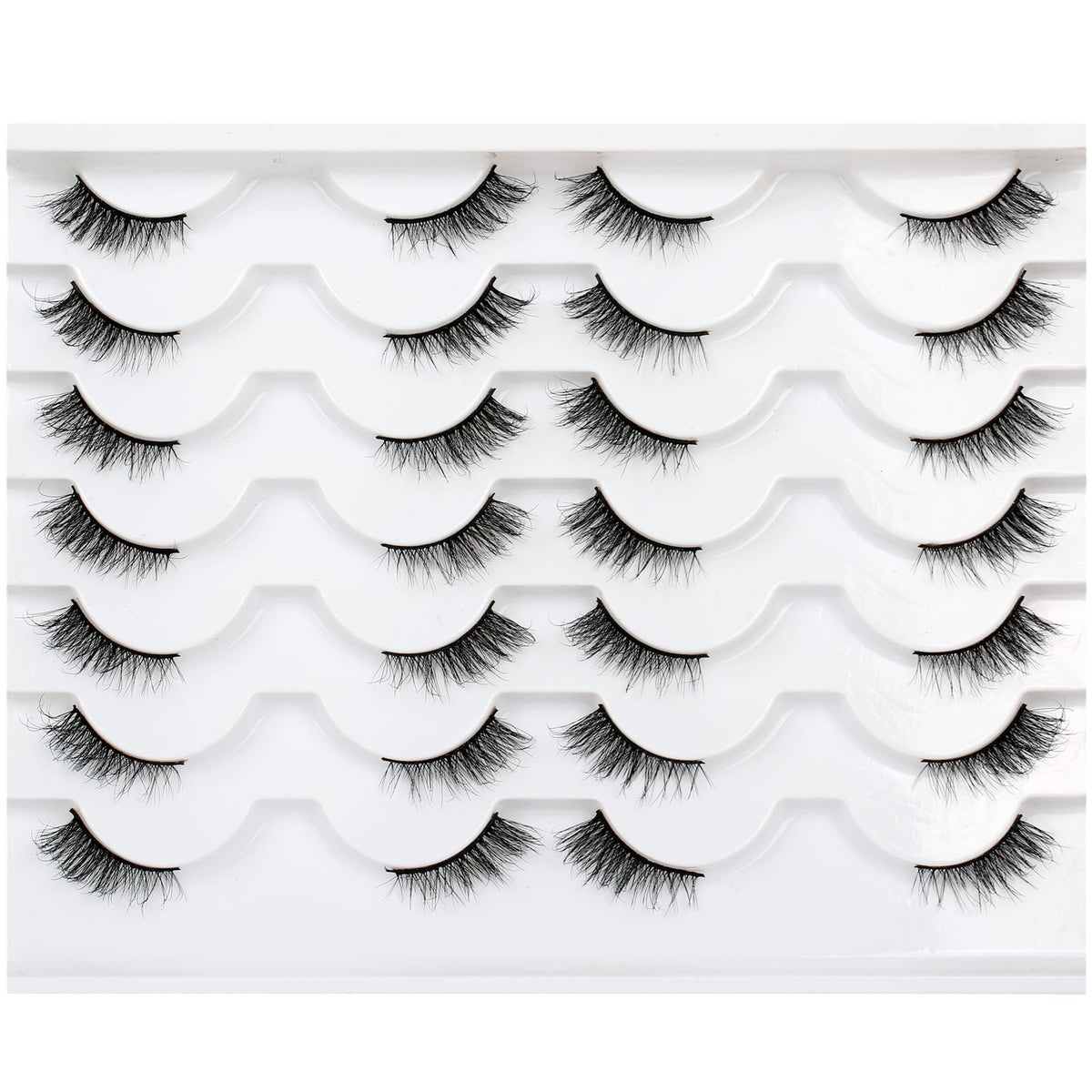 Pooplunch half lashes with wispy cat-eye look for natural enhancement.
