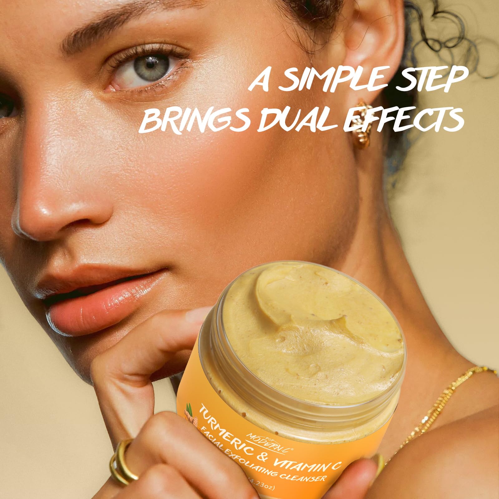 POP MODERN.C After-use radiant skin close-up hints a healthy glow.