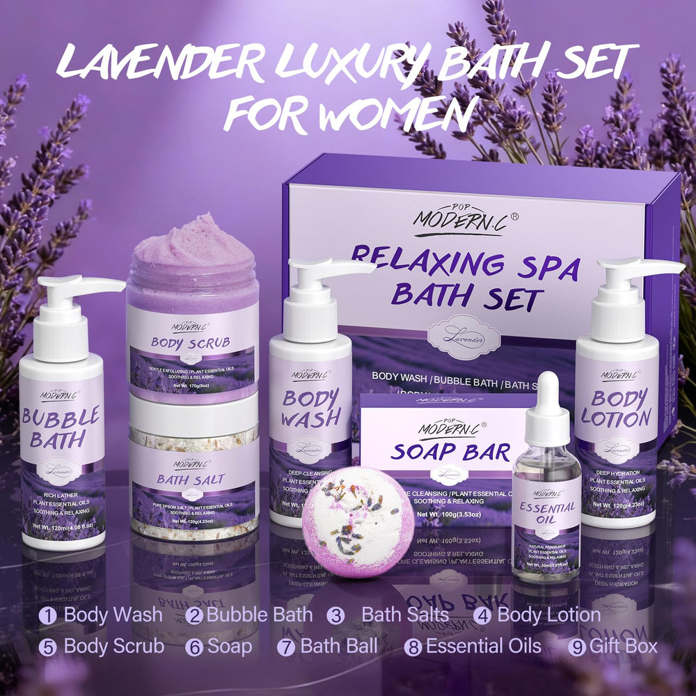 POP MODERN.C Lavender bath salts jar, soothing aroma for peaceful baths.
