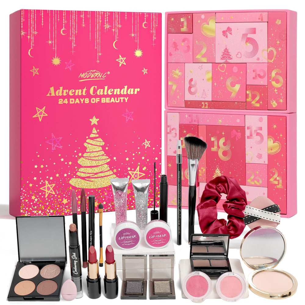 POP MODERN.C makeup advent calendar 2025 front cover, ideal gift for beauty lovers this season.