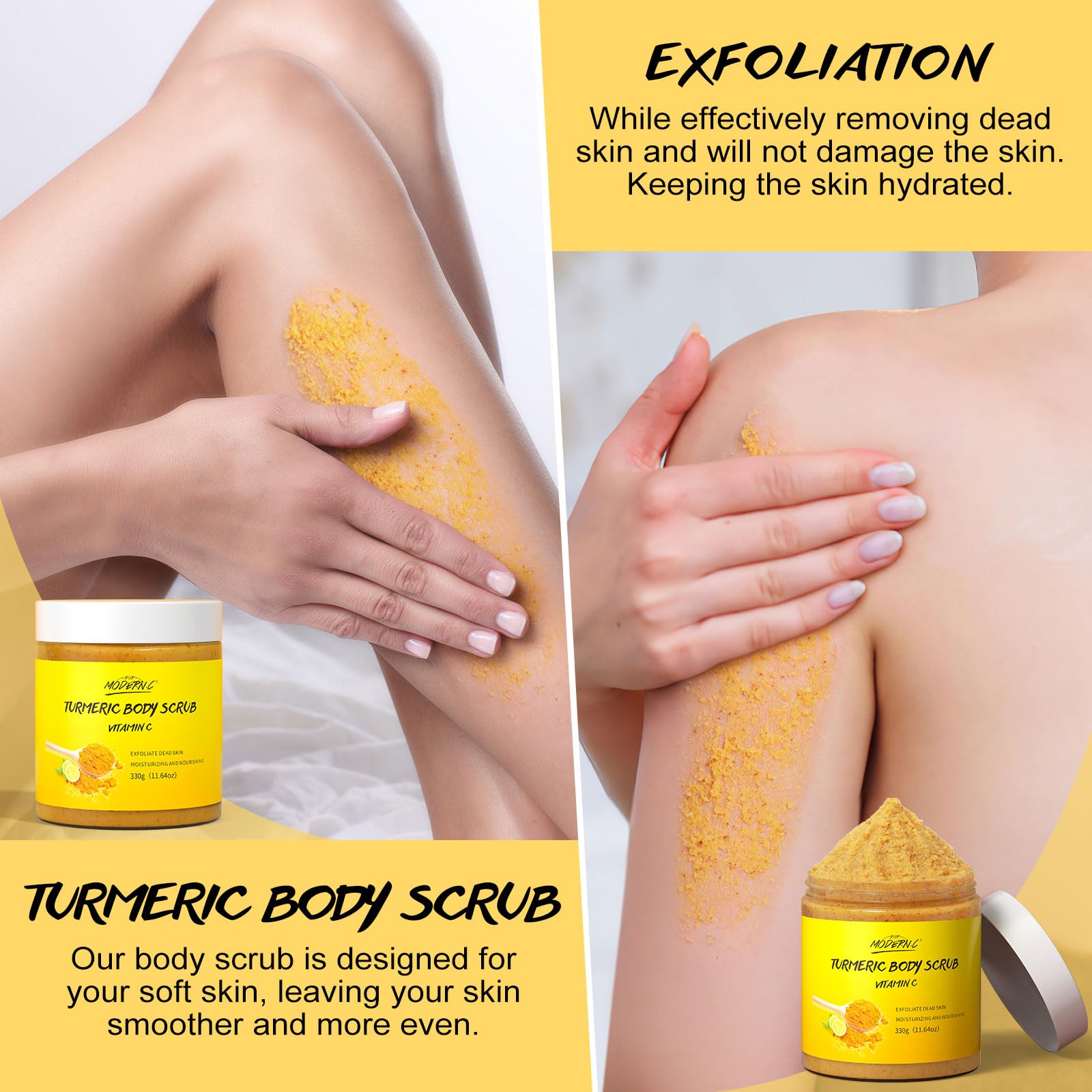 Close-up of POP MODERN.C scrub texture shows gentle grains for mild exfoliation