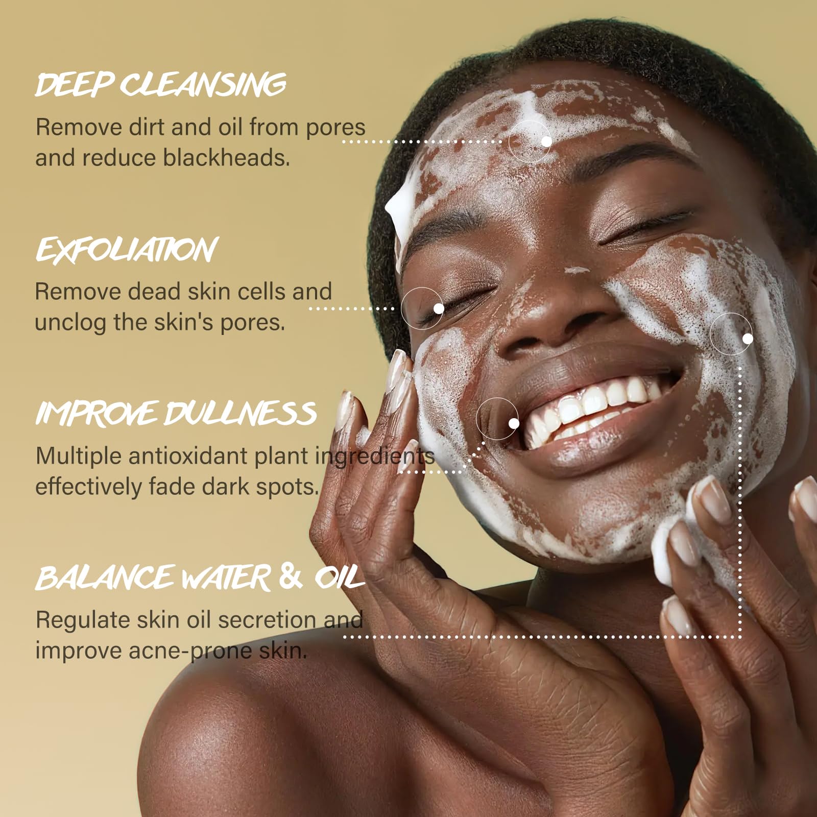 POP MODERN.C Vitamin C facial cleanser foam highlights rich lather for thorough cleansing.