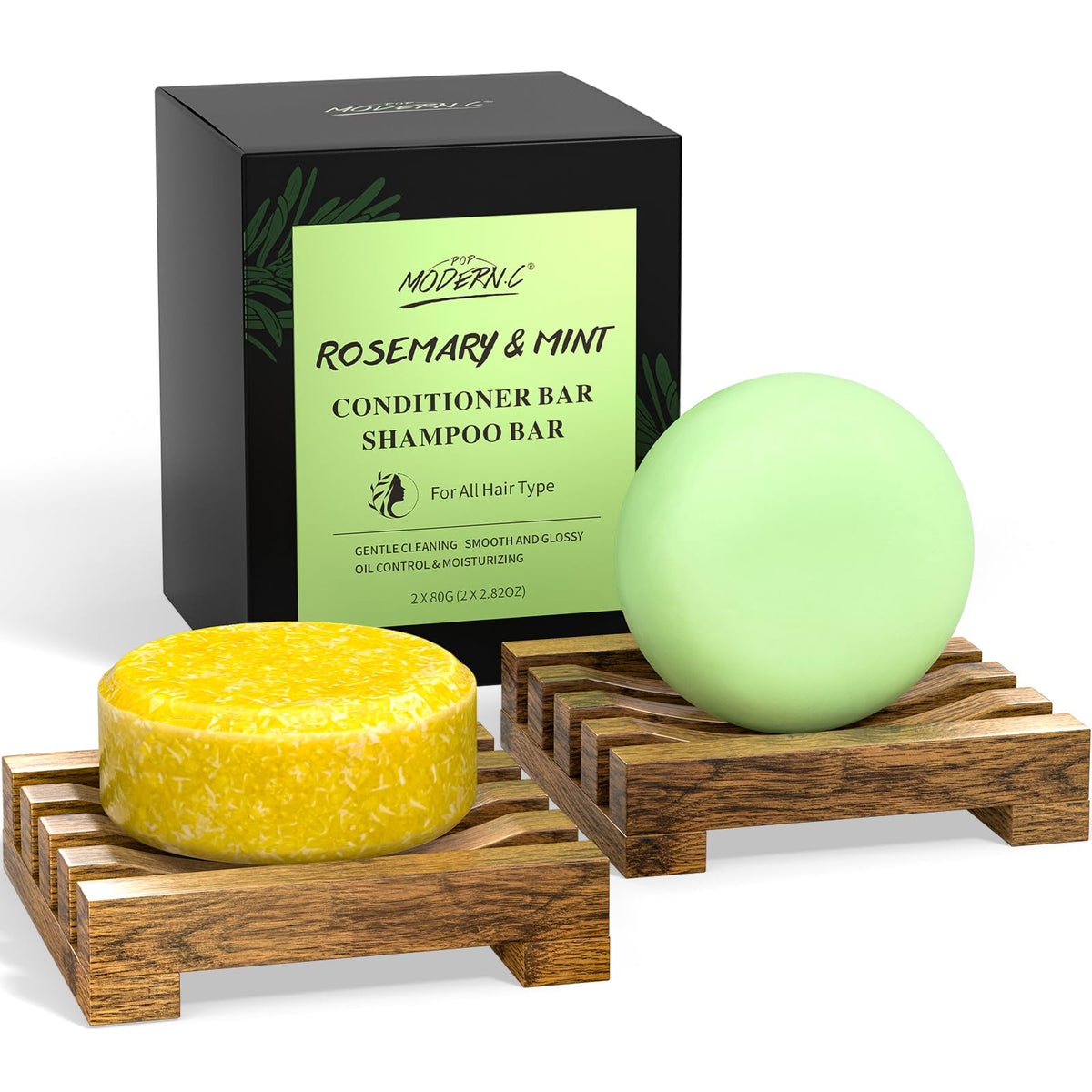 POP MODERN.C rosemary shampoo bar for gentle cleansing and scalp refreshment.