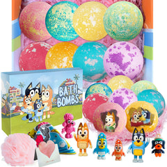 POPBATH Blue Heeler bath bomb in Rose color for a soothing bubble bath