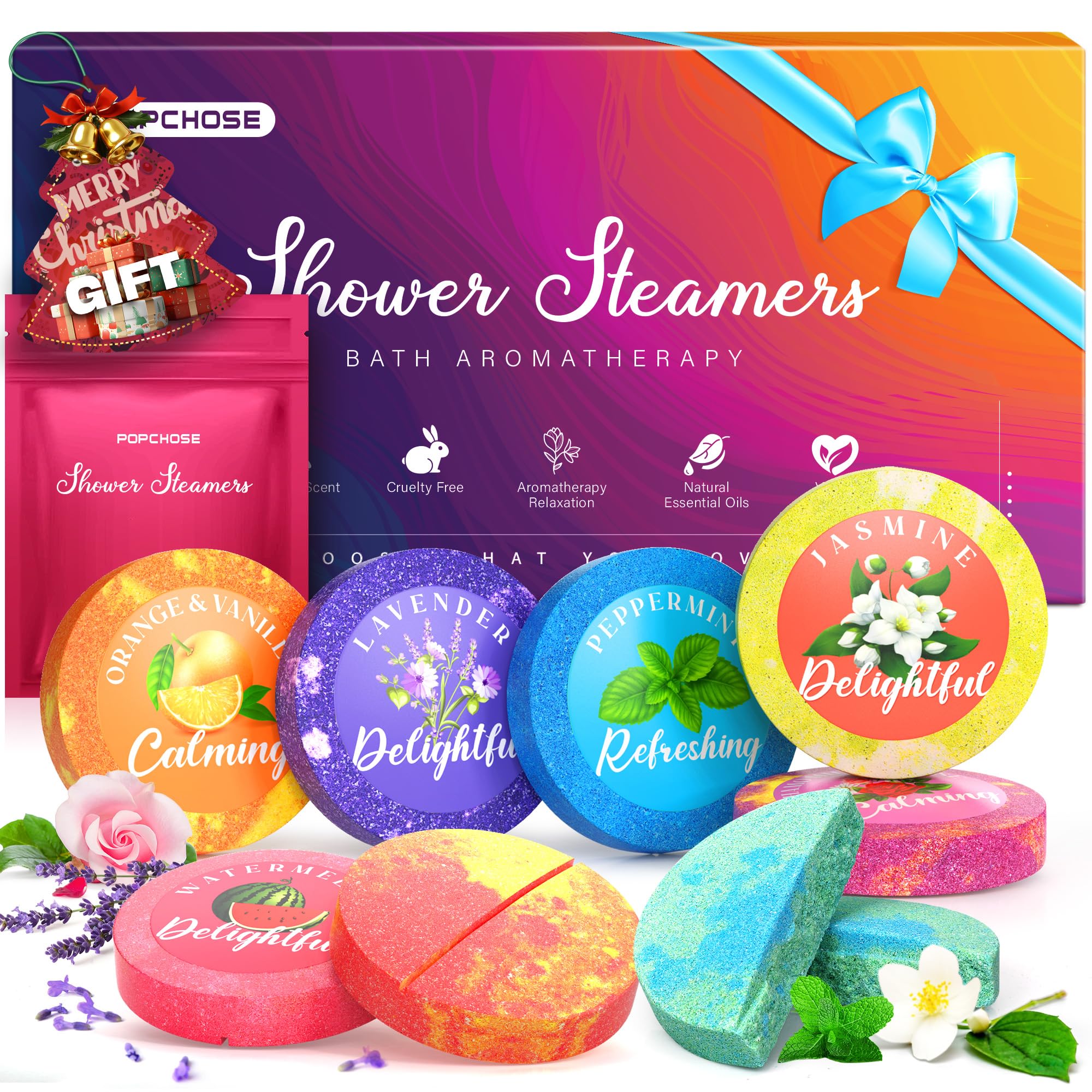 POPCHOSE Lavender shower steamer for calming, long-lasting fragrance in your shower.