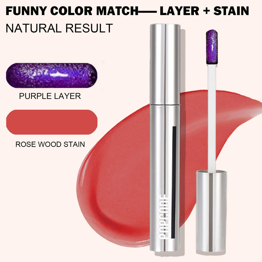Popcode Peel Off Lip Stain color swatch displaying versatile shades on lips