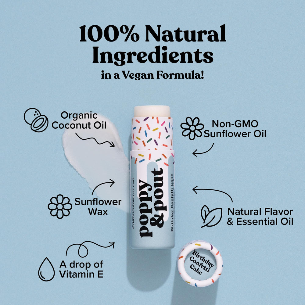Poppy & Pout jumbo lip balm texture close-up showing smooth moisture