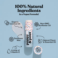 Poppy & Pout jumbo lip balm texture close-up showing smooth moisture