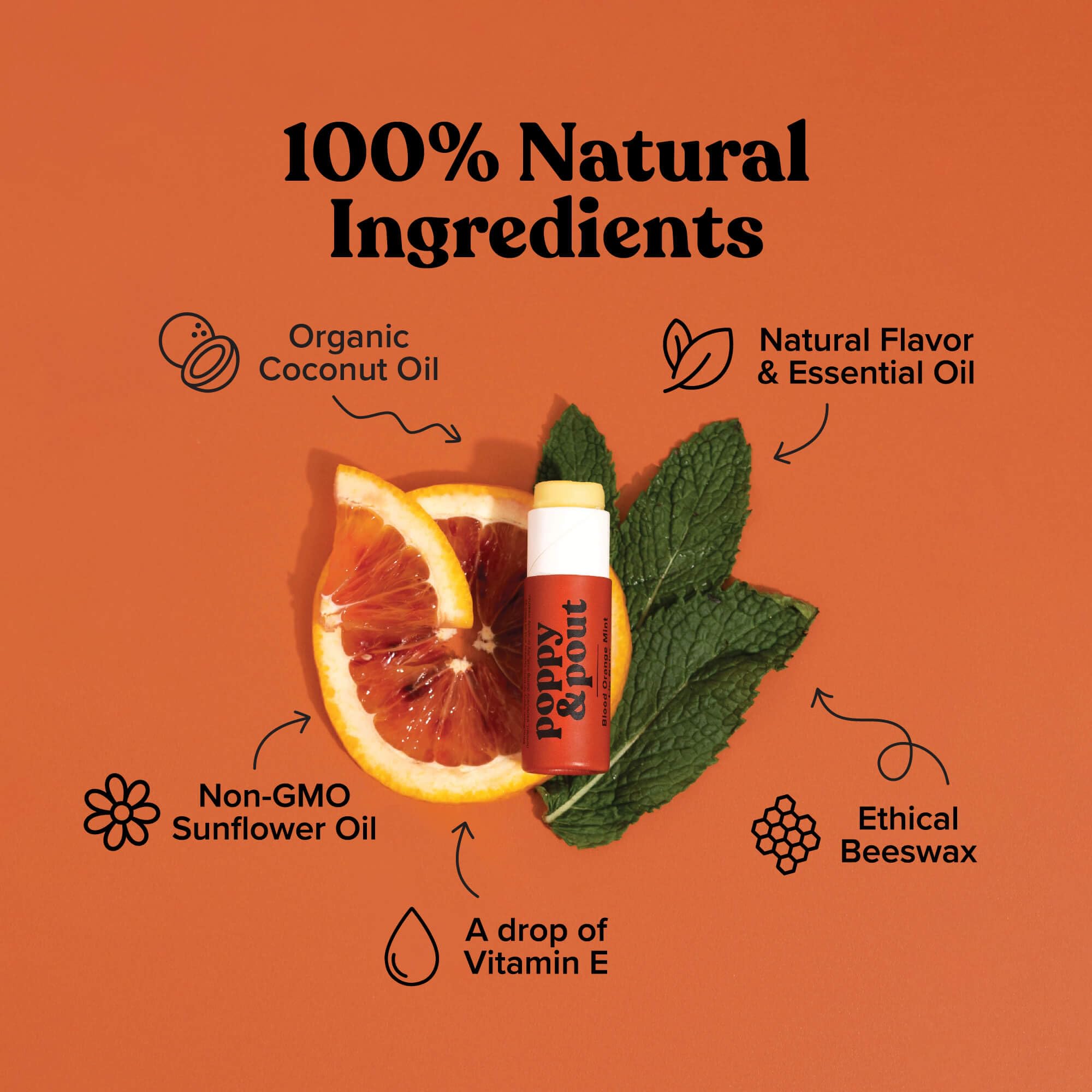Poppy & Pout balm being applied for refreshing moisture on lips.
