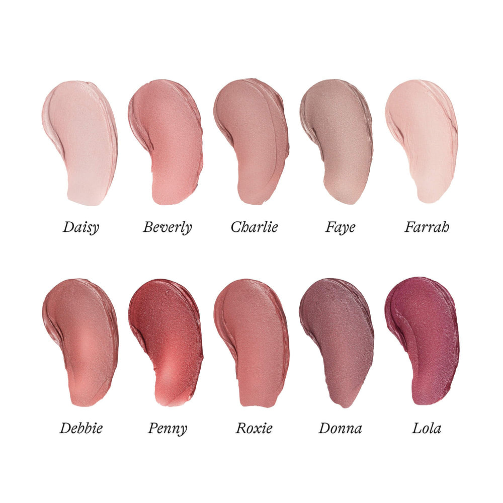 Ethical mica and natural ingredients in Poppy & Pout lip tints.