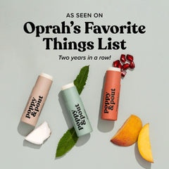 Poppy & Pout Island Coconut lip balm packaging box made with recyclable materials.