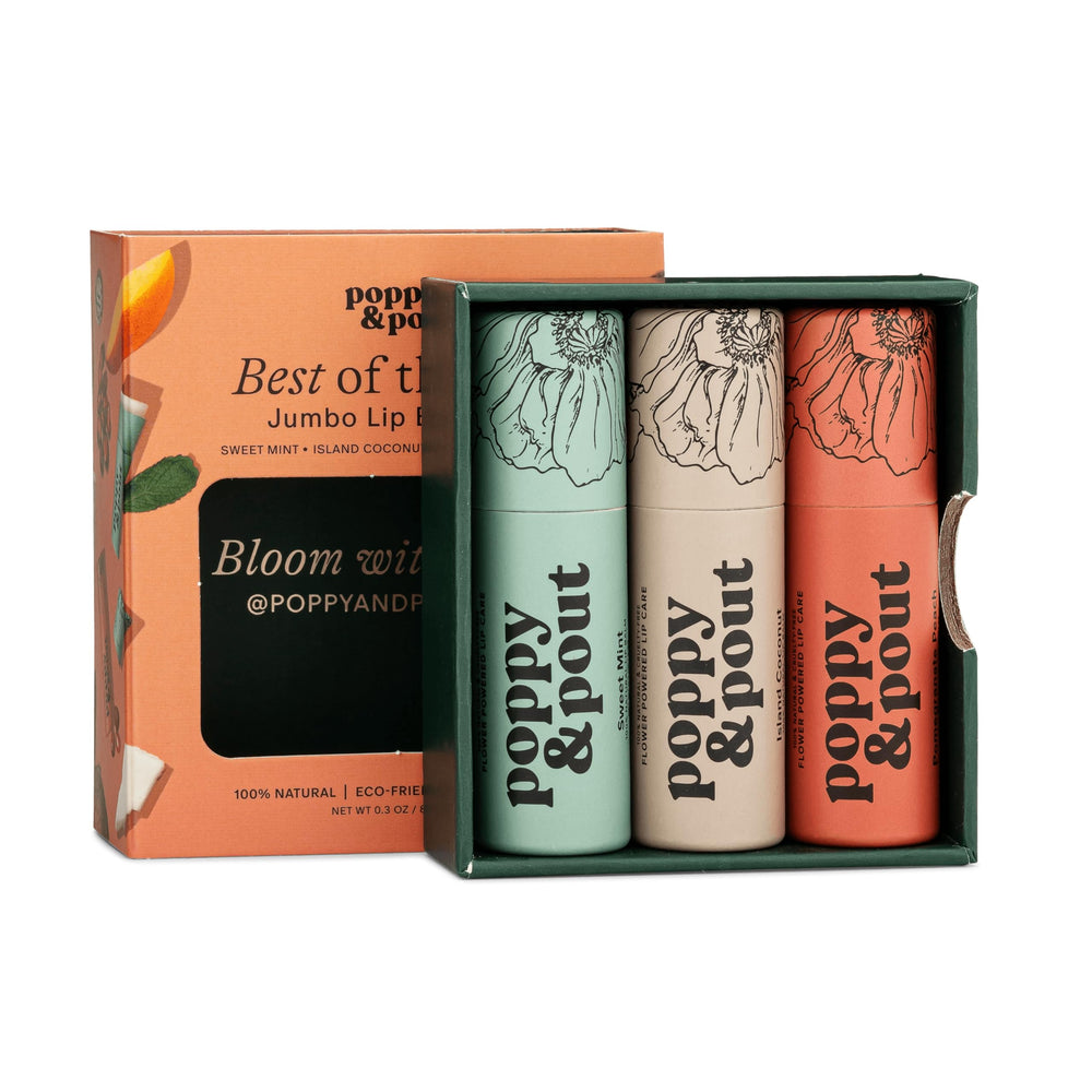 Poppy & Pout Island Coconut lip balm for smooth, hydrated lips.