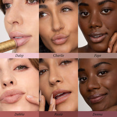 Poppy & Pout beeswax-based formula with vitamin E nourishes lips.