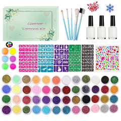 POPUBABI glitter tattoo kit with vibrant colors for kids' party fun