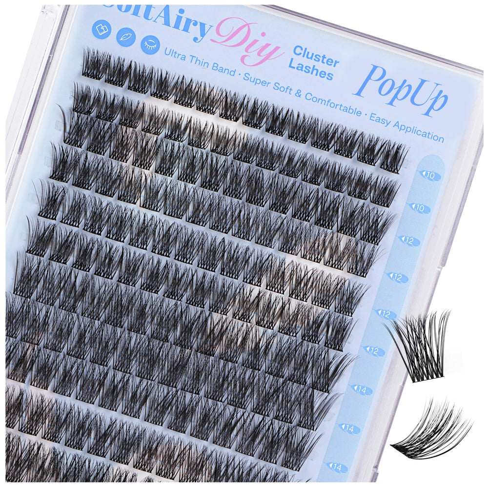 POPUP Lash Clusters 168pcs D Curl deliver ultra-light comfort for all-day wear.