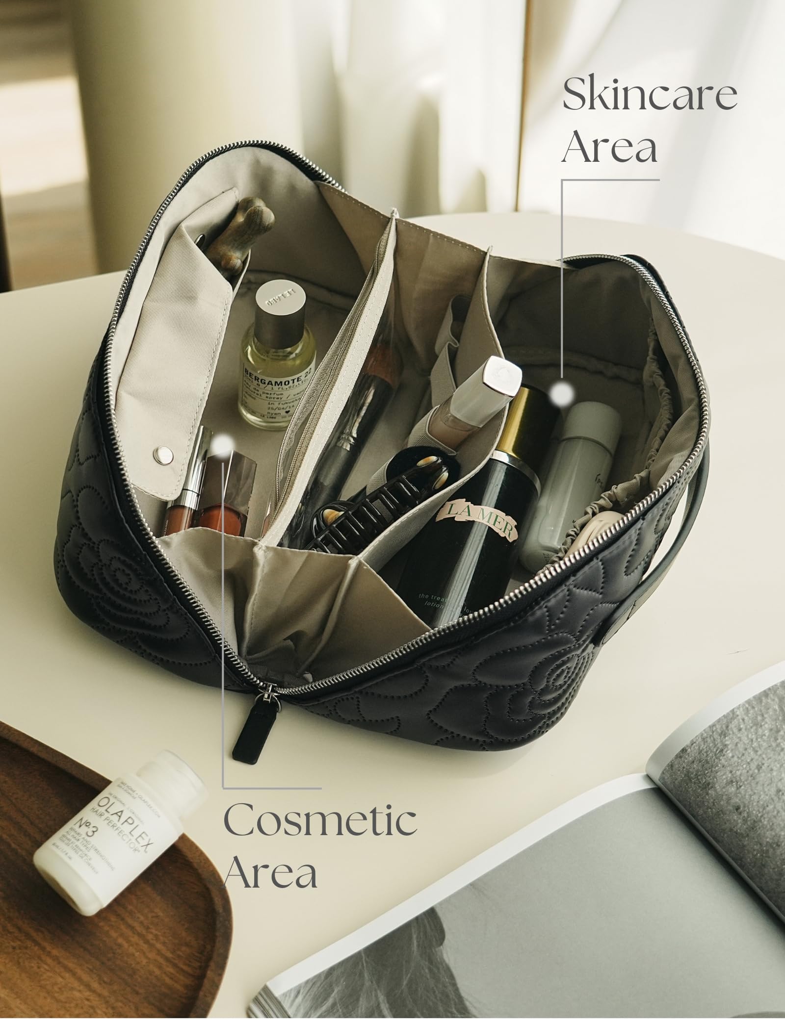 Popvibe Large Capacity Toiletry Pouch fits bottles without crowding