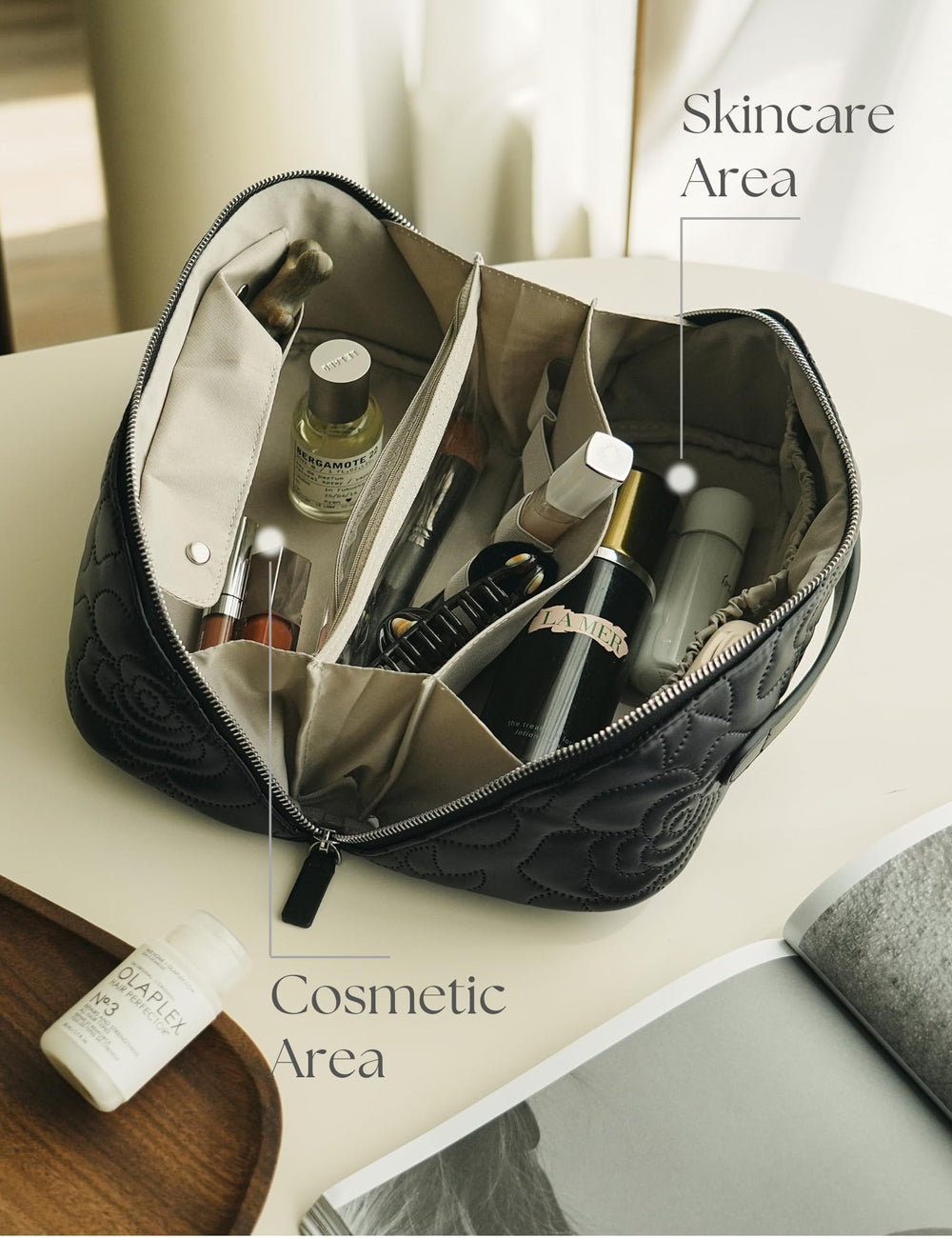 Popvibe Large Capacity Toiletry Pouch fits bottles without crowding