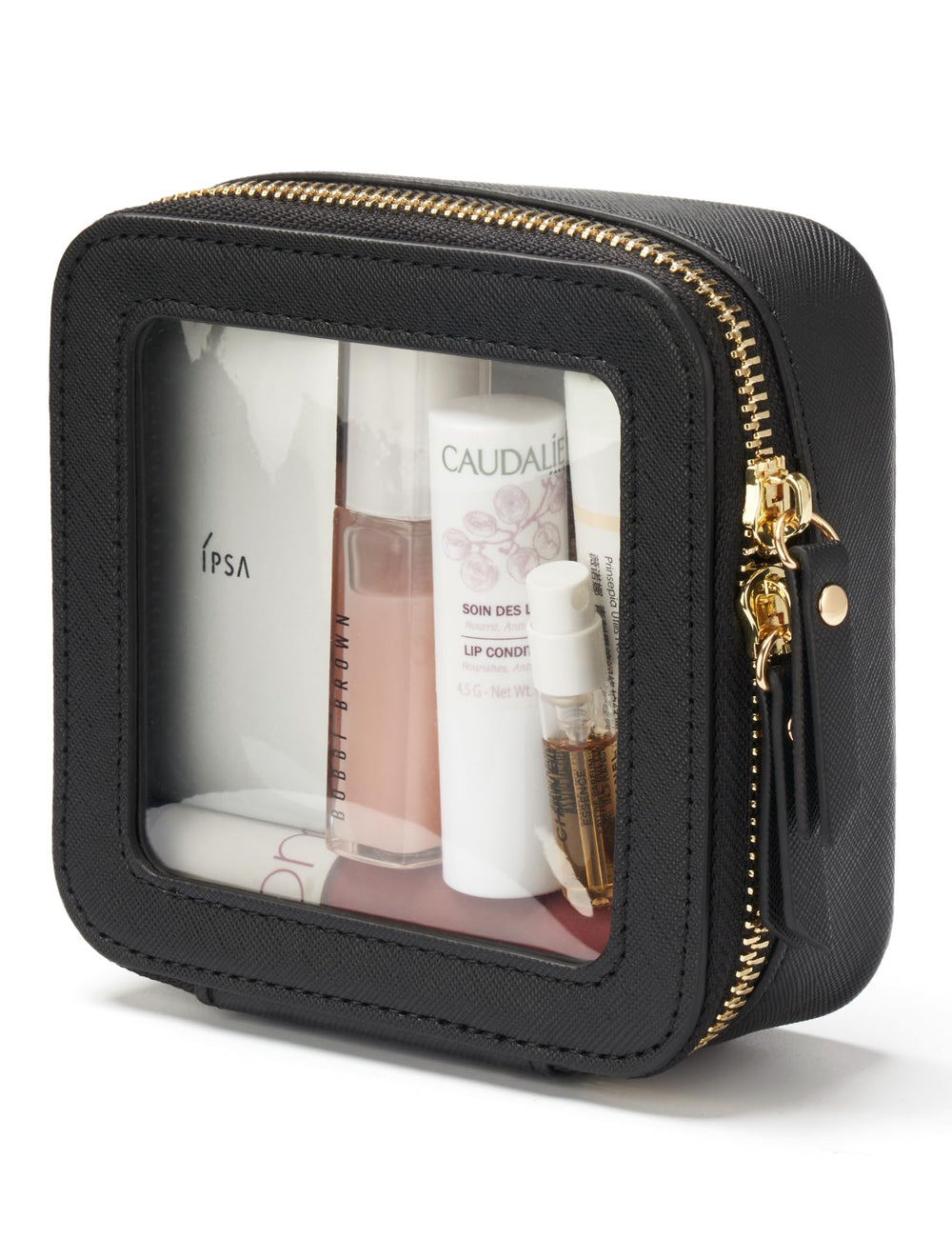 Popvibe mini clear makeup bag with transparent exterior for quick visibility.