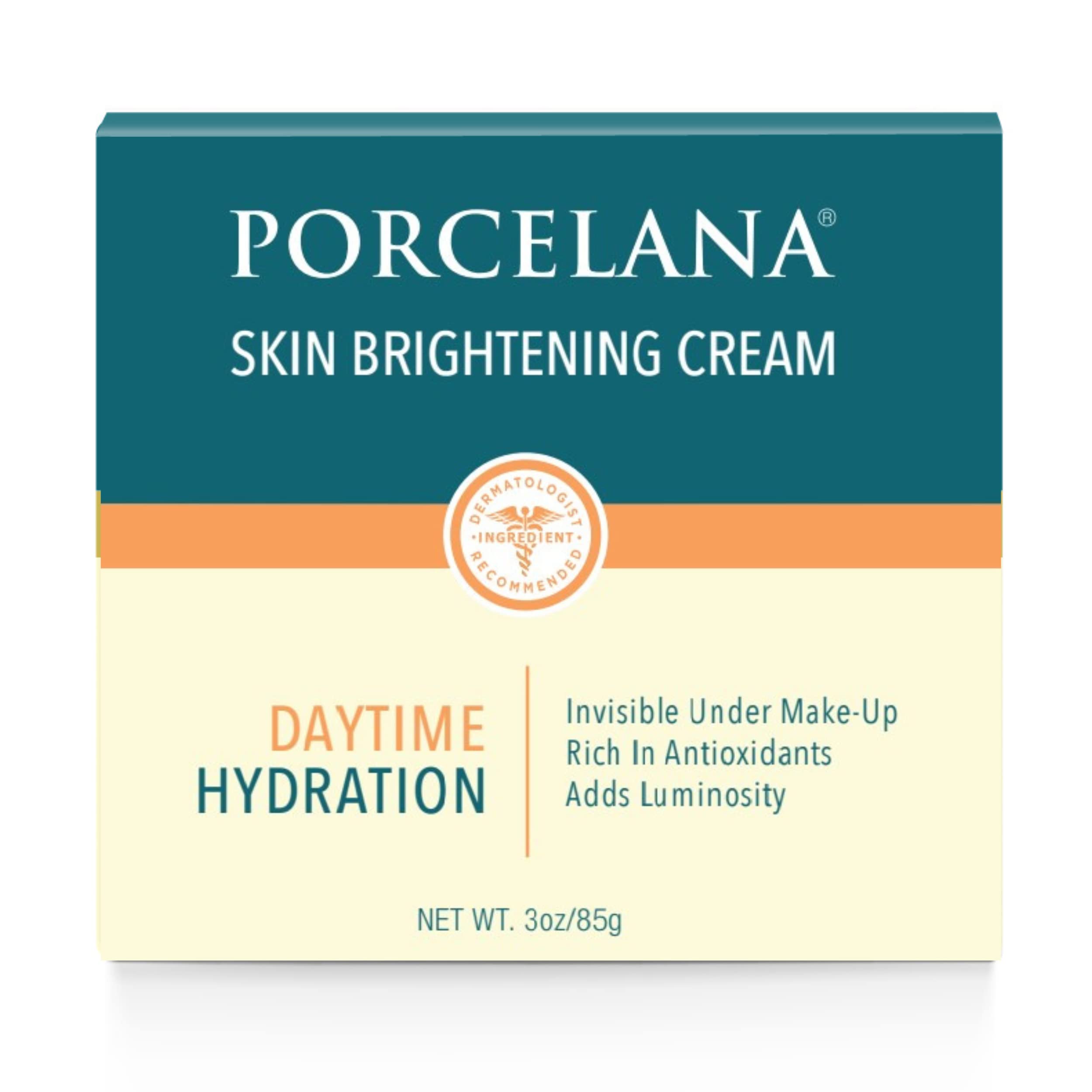 Porcelana daytime hydration cream on a clean face for even skin tone