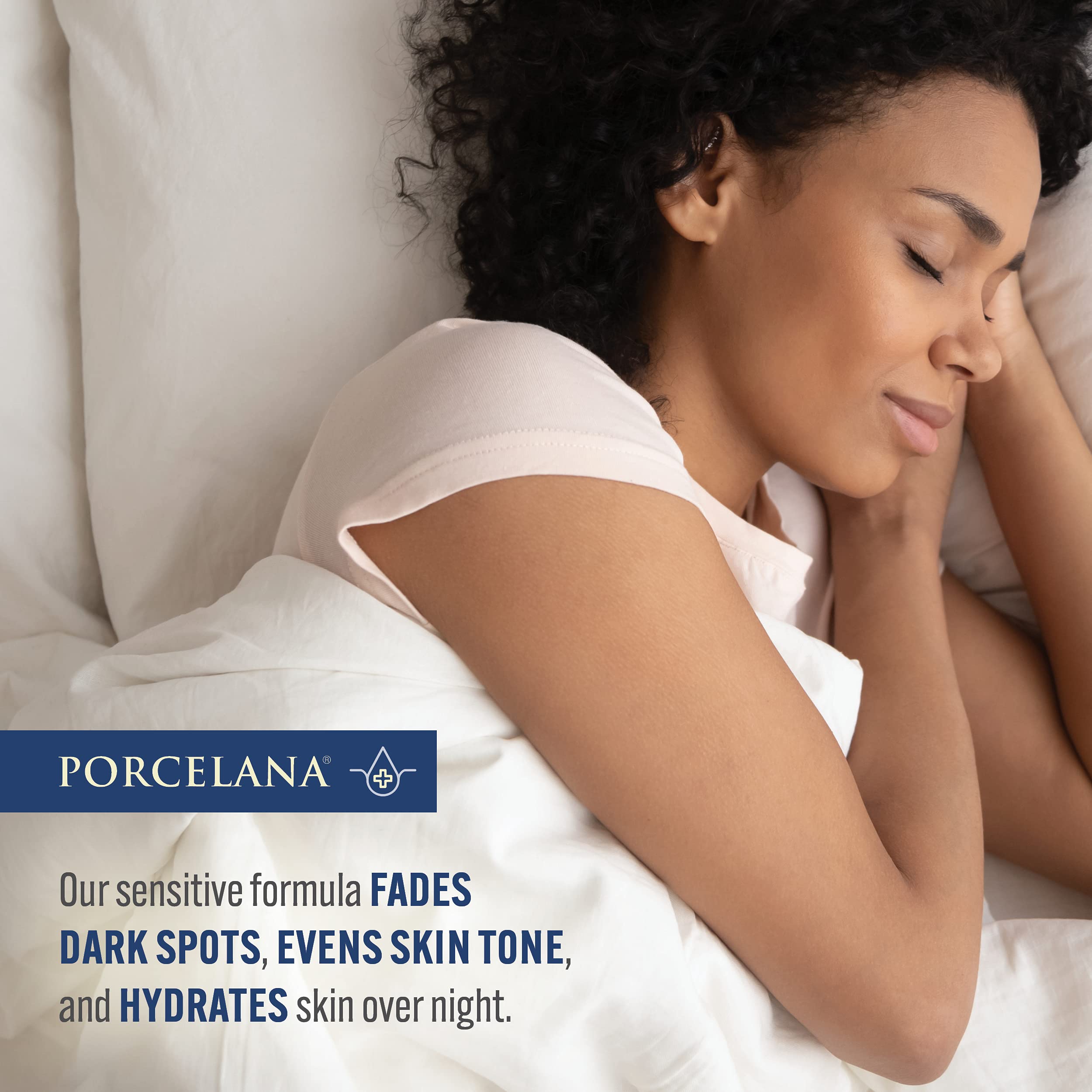 Porcelana Nighttime Cream tube being squeezed for smooth application