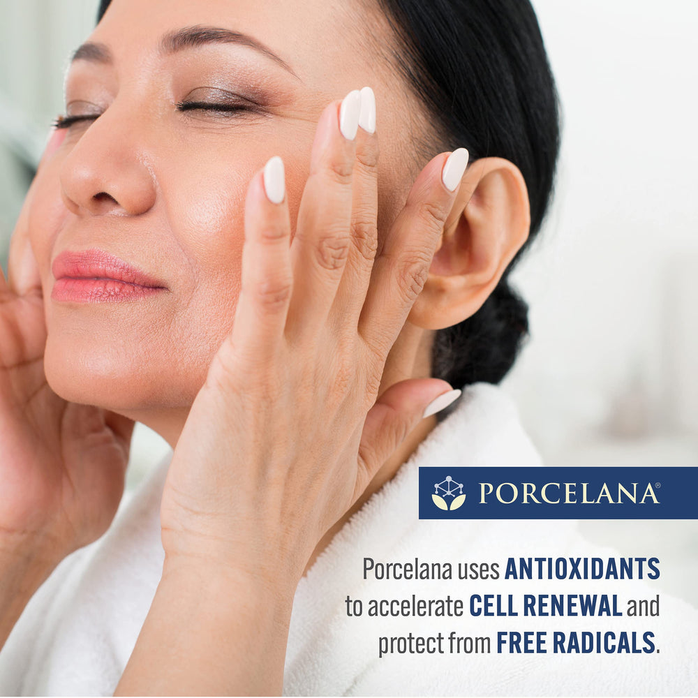 Porcelana Nighttime Cream visible under makeup for a smooth base