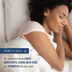 Porcelana Nighttime Hydration Cream texture application on skin suggests quick absorption