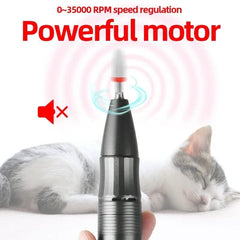 Portable Nail Drill with six bits for versatile nail care tasks.