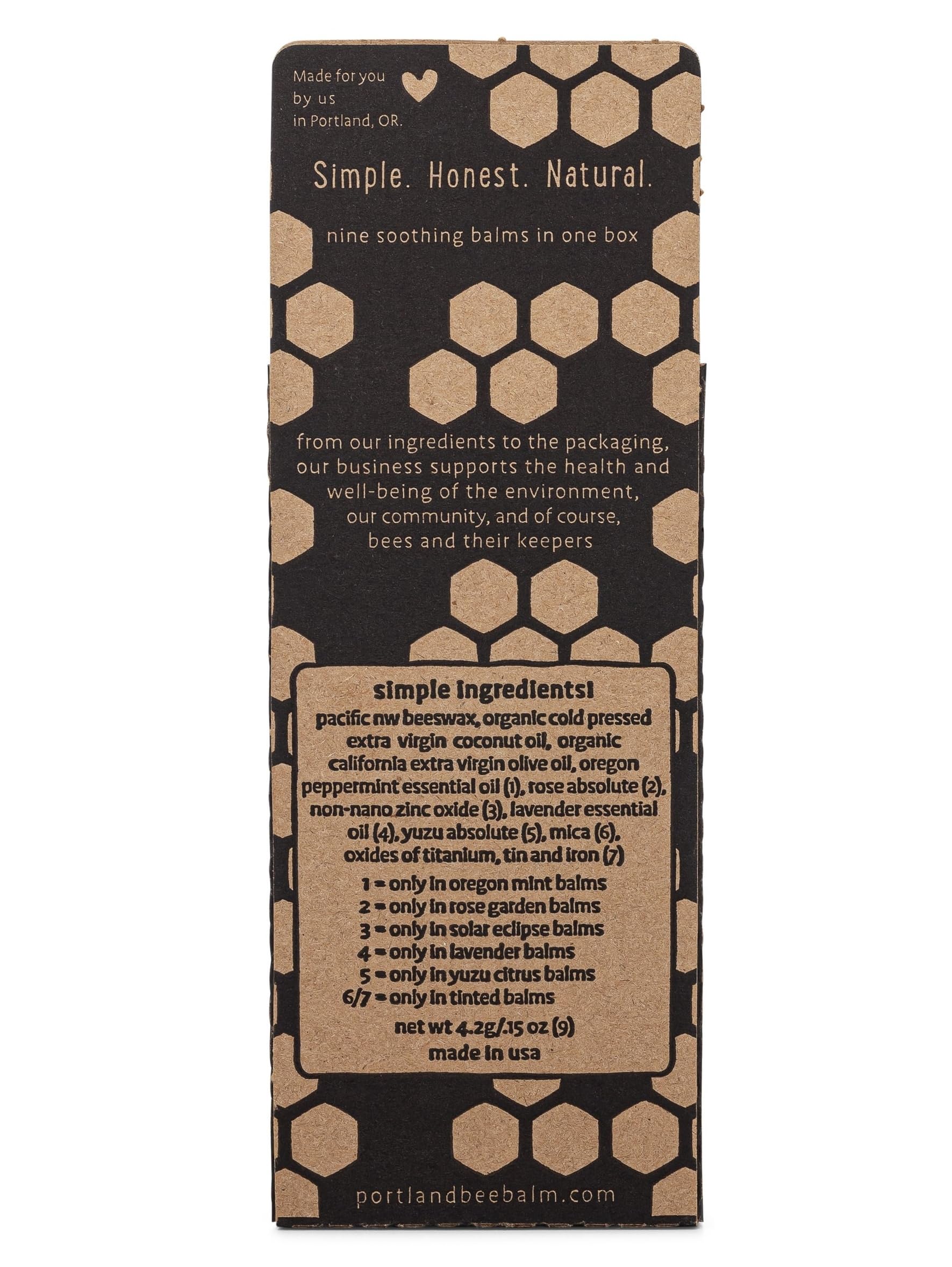 Portland Bee Balm handmade lip balm closeup highlighting natural beeswax formula.