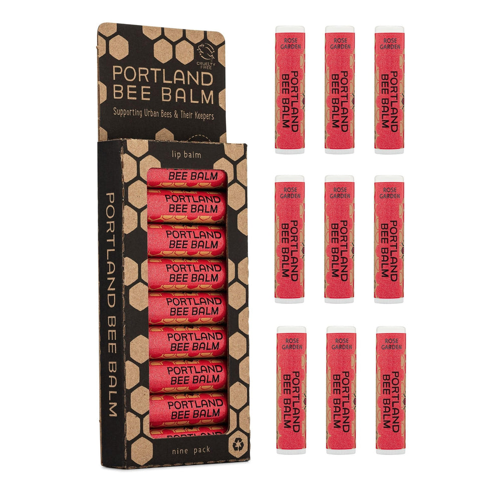 Portland Bee Balm Rose Garden lip balm tube for natural moisture and a hint of rose scent