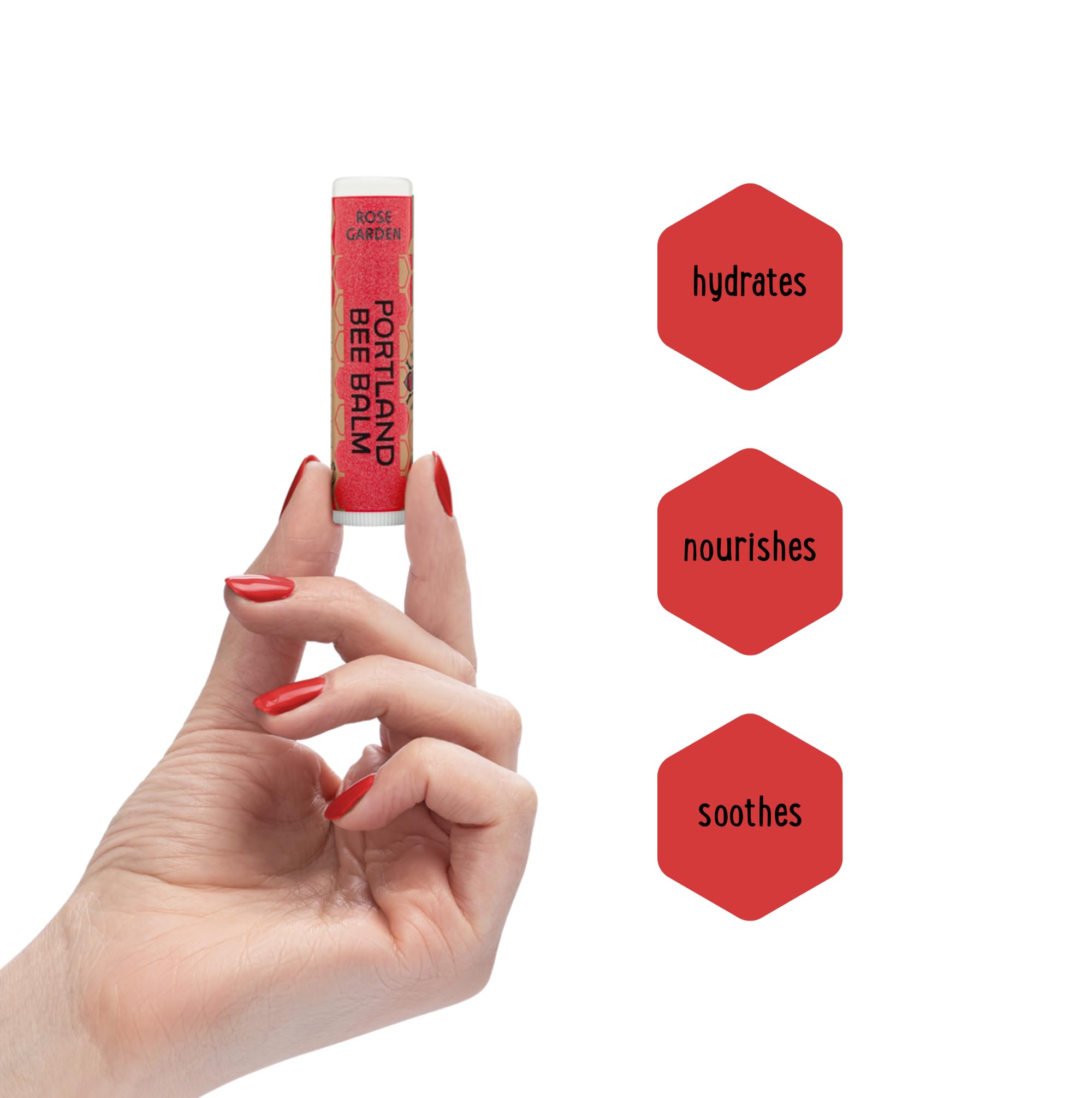 Portland Bee Balm Rose Garden lip balm tube with Pacific Northwest beeswax
