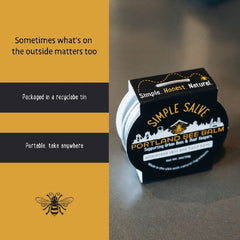 Portland Bee Balm Simple Salve hand-application image highlights quick absorption and smooth feel