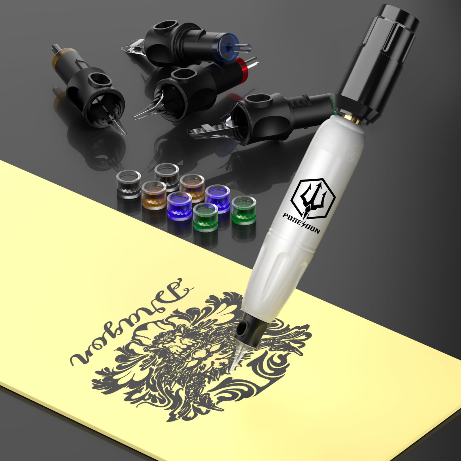 POSEIDON tattoo mat and accessories organize your workspace.