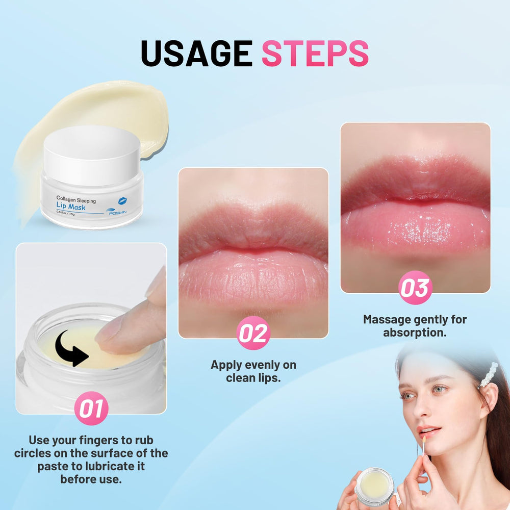 POSWIN Lip Sleeping Mask on dry lips demonstrates repair support.