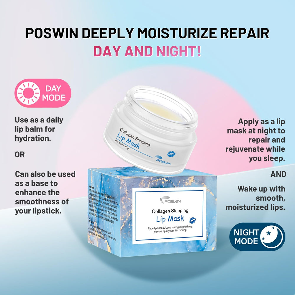 POSWIN Lip Sleeping Mask swatch reveals rich hydration for dry lips.