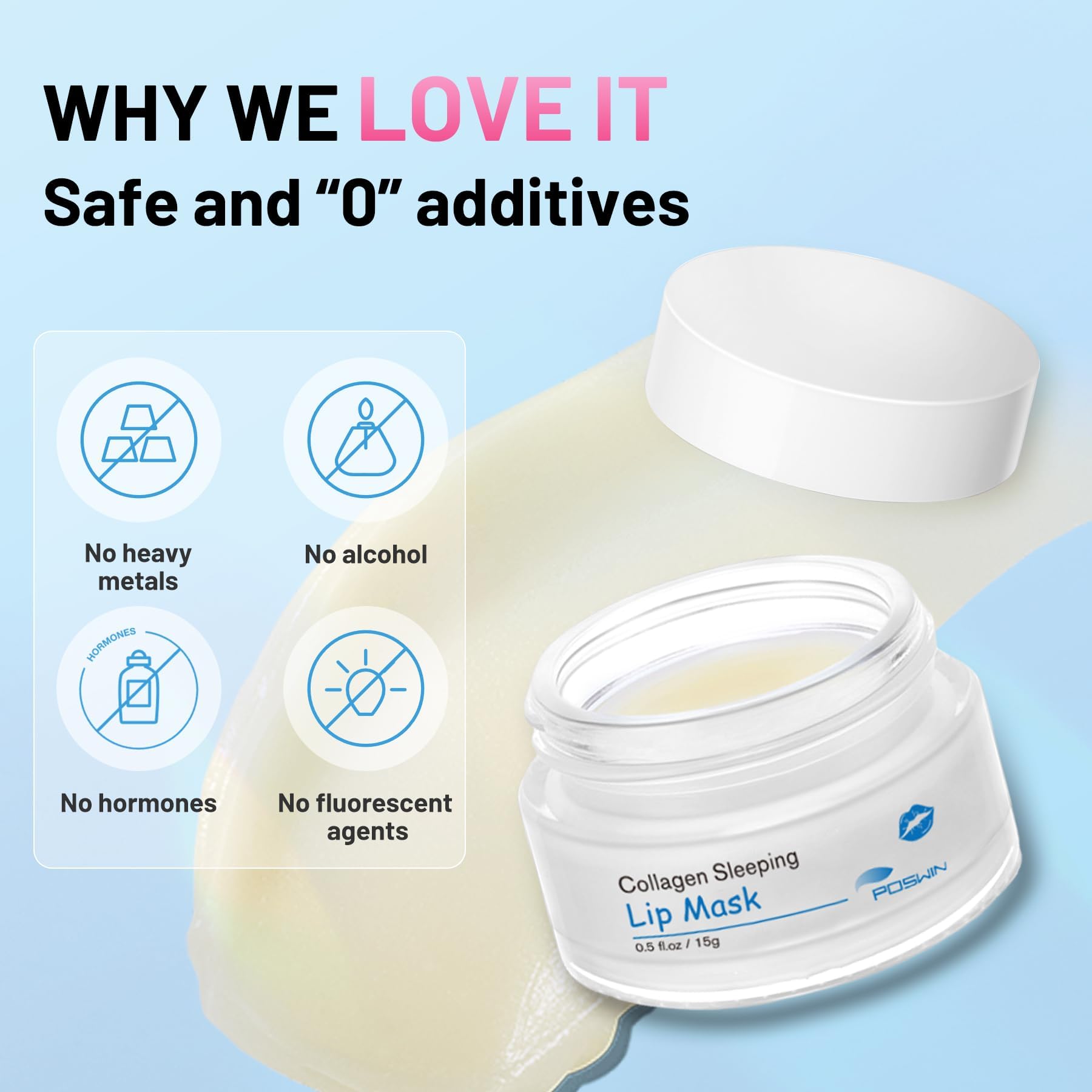 POSWIN Lip Sleeping Mask overnight use suggests long-lasting moisture.