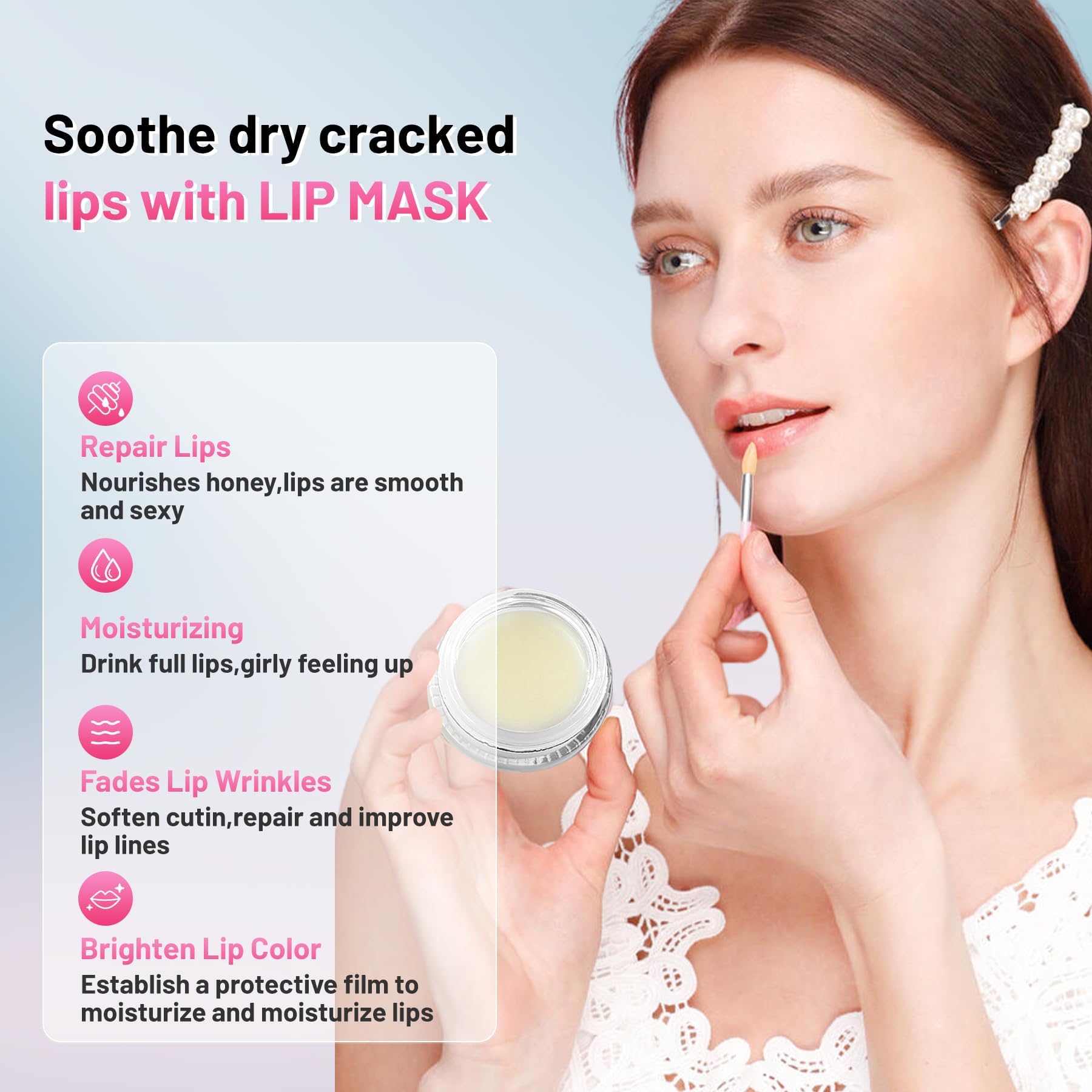 POSWIN Lip Sleeping Mask tube application shows easy nightly use for moisturized lips.