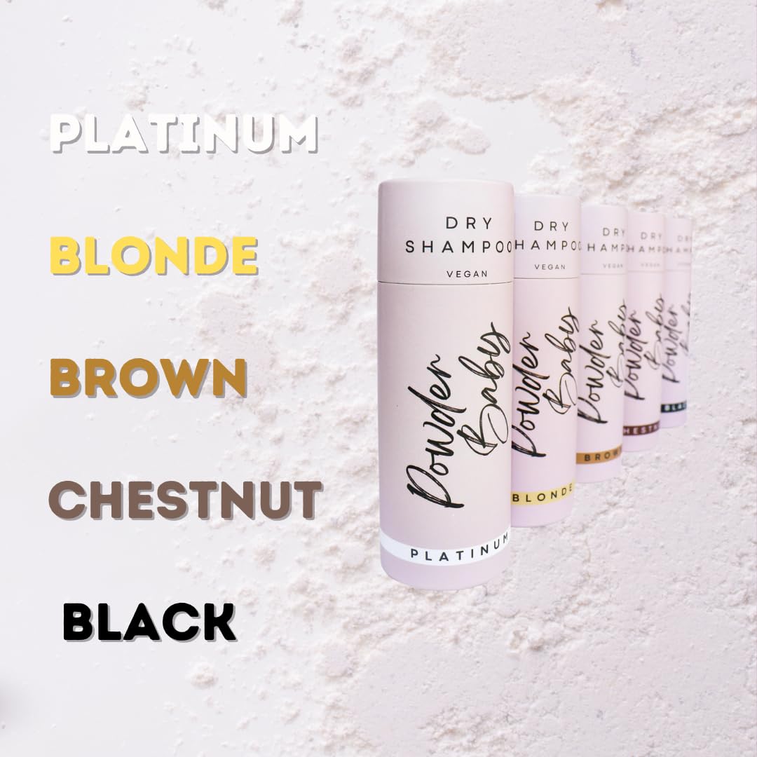 Powder Baby dry shampoo biodegradable packaging highlights eco friendly design.