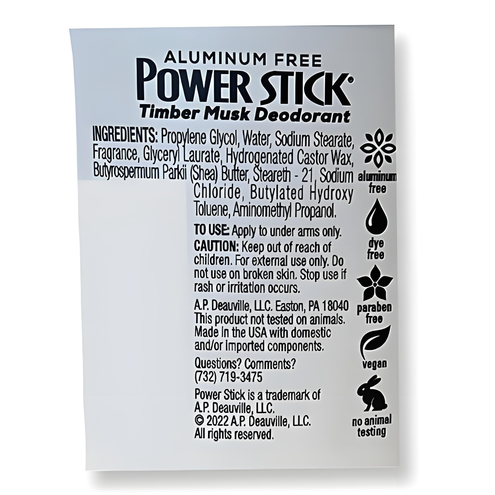 Power Stick Timber Musk application underarm image for daily protection.