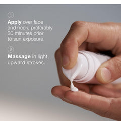 PowerBright SPF50 UV shield on neck highlighting broad protection.