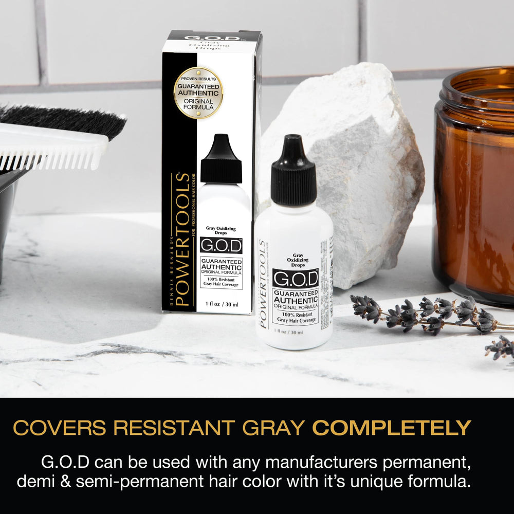 POWERTOOLS Gray Oxidizing Drops before-after comparison shows subtle refinement
