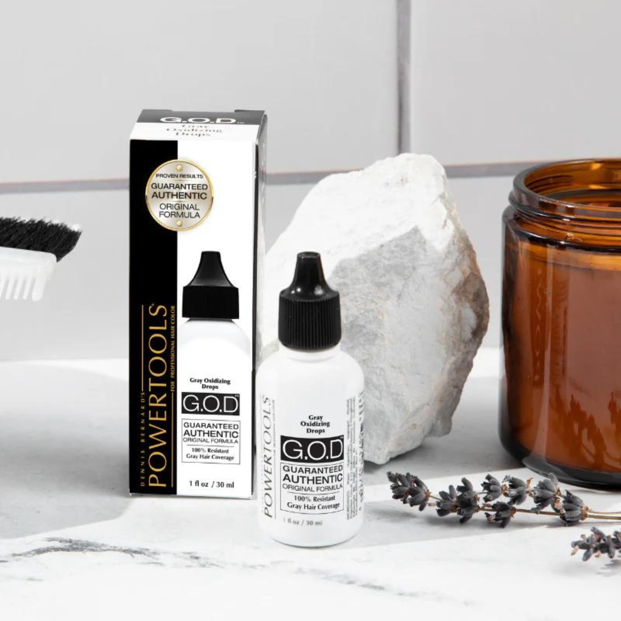 POWERTOOLS Gray Oxidizing Drops pour action shows precise application for targeted shade