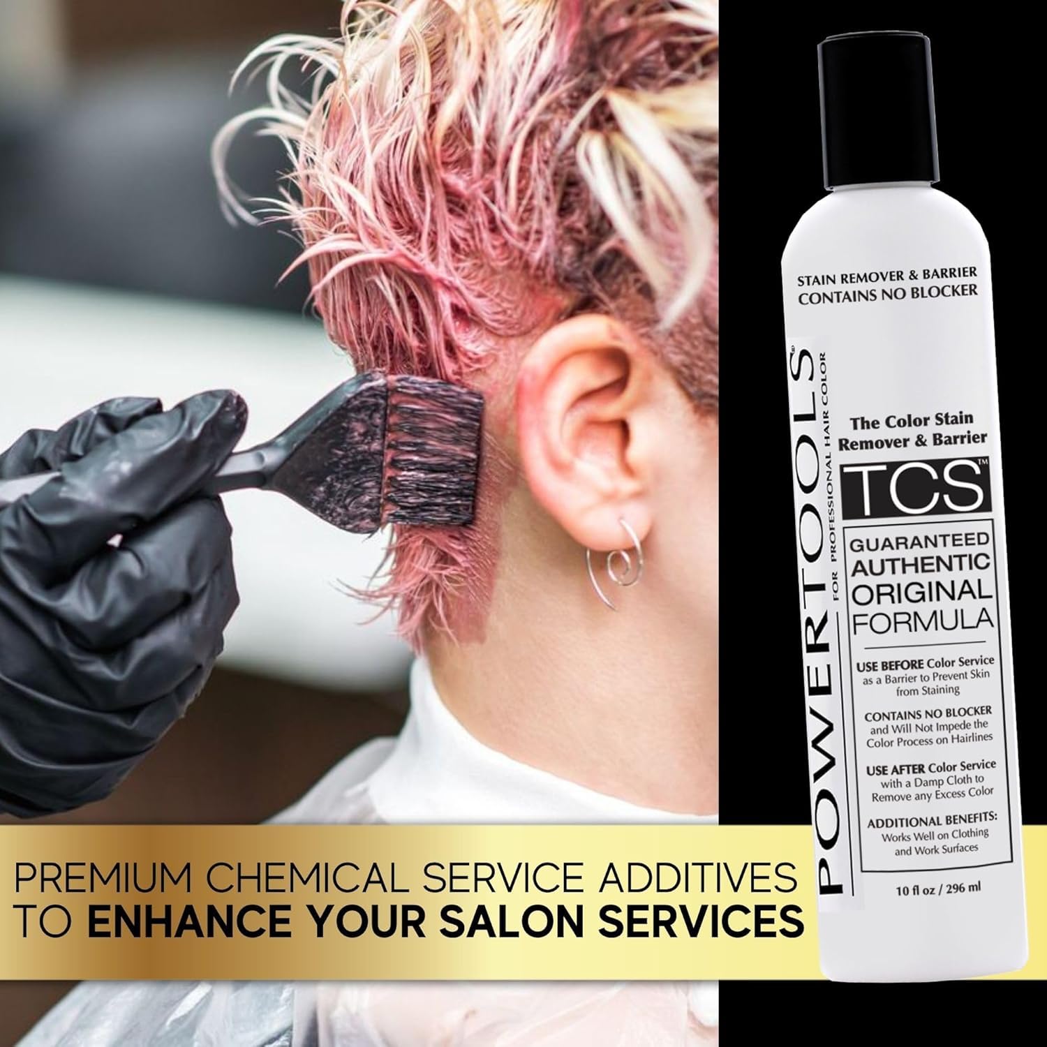 POWERTOOLS TCS helps remove color from nail cuticles and surrounding skin.