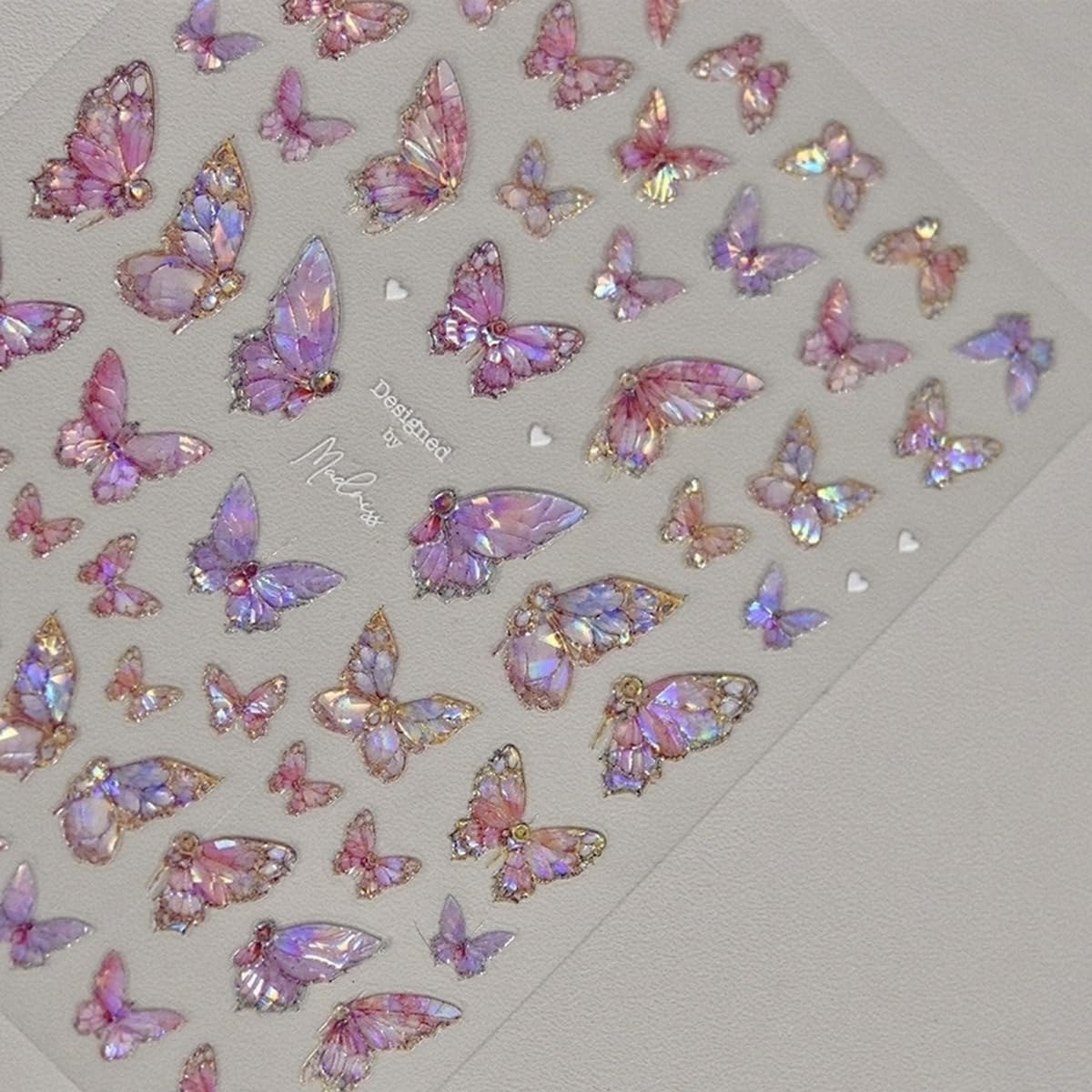 POWPOP butterfly embossed nail sticker adds detailed butterfly accents for natural or acrylic nails