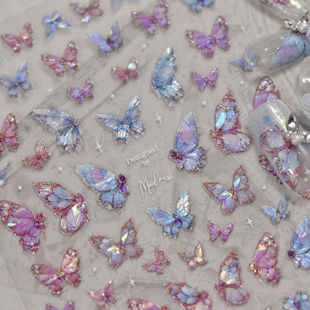 Powpop butterfly nail stickers embossed for a rich 3D effect on nails