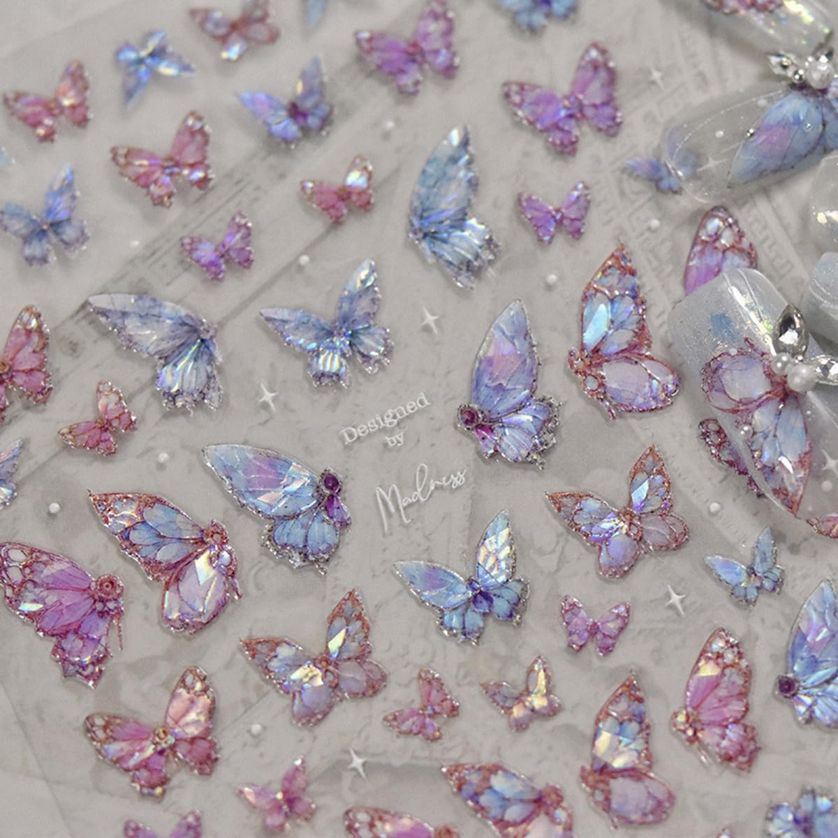 Powpop butterfly nail stickers embossed for a rich 3D effect on nails