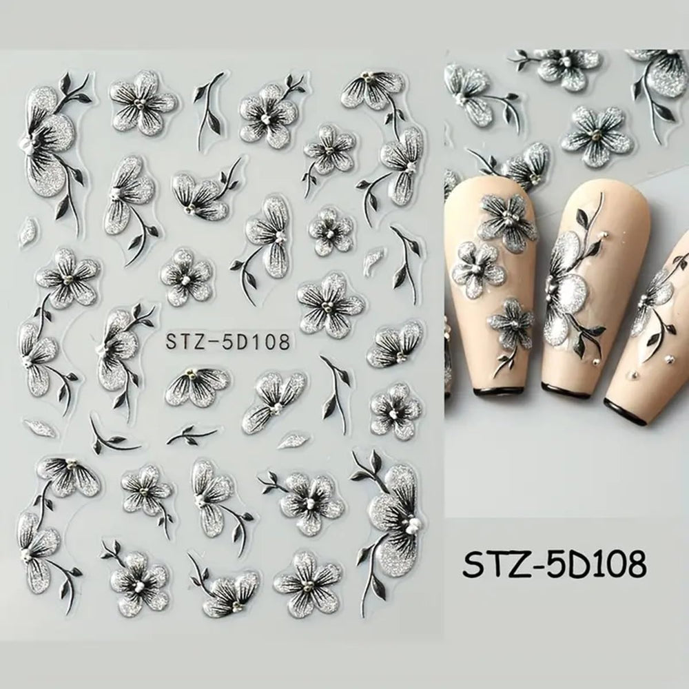 POWPOP floral leaf embossed sticker enhances color depth
